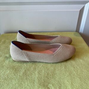 Rothy’s Beige Women's Flats with gold shimmer. Size 9.5